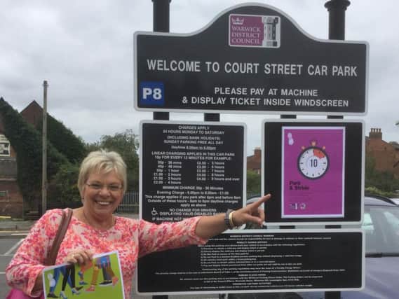 Cllr Moira-Ann Grainger promoting the Park and Stride Scheme at Court Street's car park