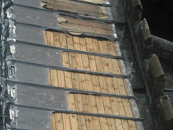 A section of St Botolph's roof shortly after the lead theft.