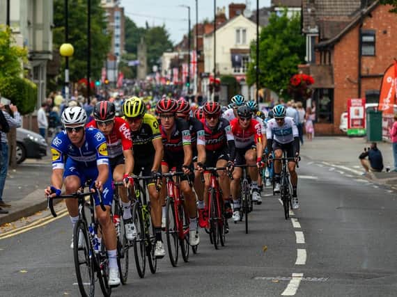 The cyclists coming down the bottom of Warwick Road in Kenilworth. Photo: Fraser Pithie