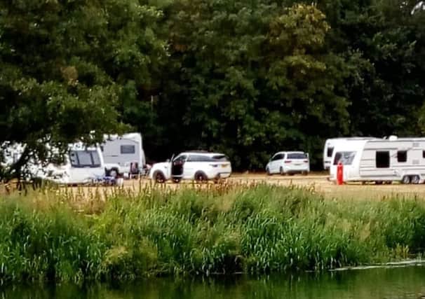 Photo of the travellers that were on the Myton Fields site in July. Photo submitted.