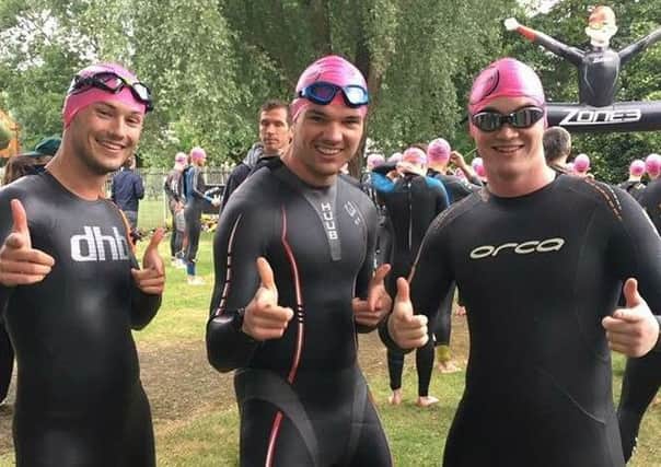 ^Henry, Ned (the founder of The Goed Life) and Simon before the Windsor triathlon