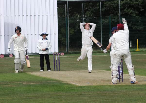 Perry Derrick comes close to picking up the wicket of Josh Darley. Picture: Morris Troughton