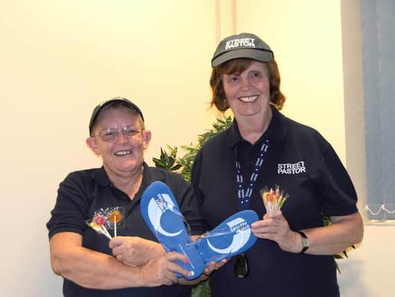 Street Pastors Dorn Margetts and (right) Anne Love.