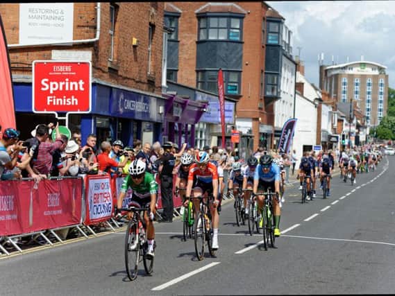 Cyclists in the OVO Women's Tour passing through Kenilworth. Photo: Andy Garsed
