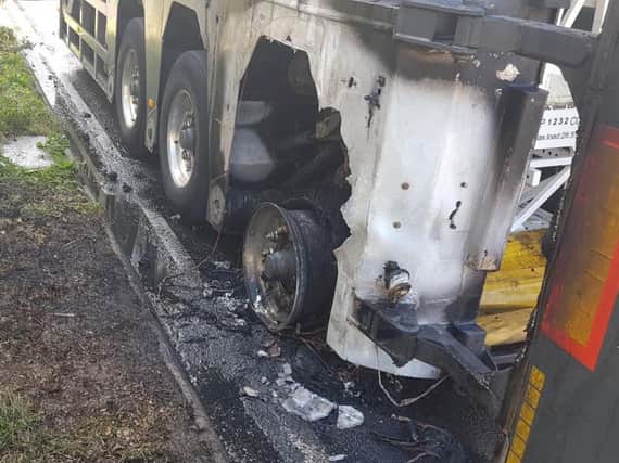 The lorry after the fire in Wellesbourne. Photo: Warwickshire Fire and Rescue Service