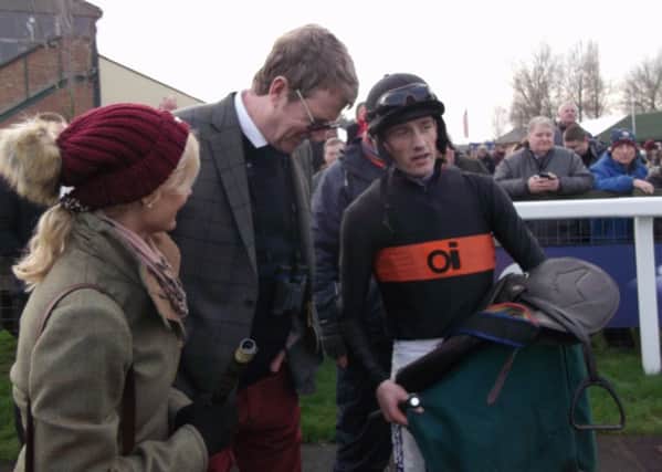 Sam Twiston-Davies with the connections of Templehills after the first of the horse's two victories at Fakenham.