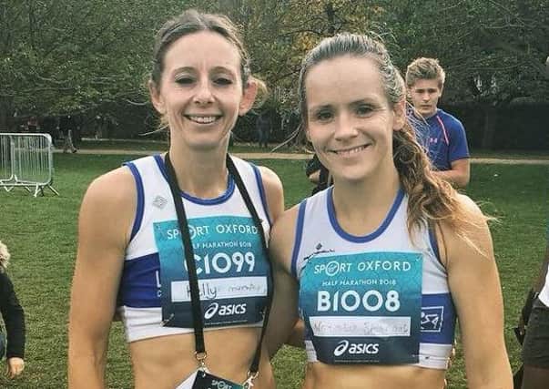 Kelly Edwards and Leamington C&AC clubmate Natalie Bhangal at the Virgin Sport Oxford Half Marathon.