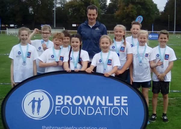Children from St Marie's with double Olympic champion Alistair Brownlee