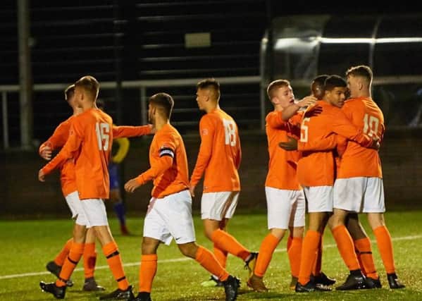 Rugby Borough Youth Team celebrate reaching the first round of the FA Youth Cup  Pictures by Brian Dainty