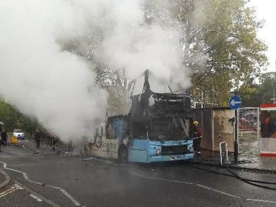 The bus after the fire. Photo: West Midlands Ambulance Service