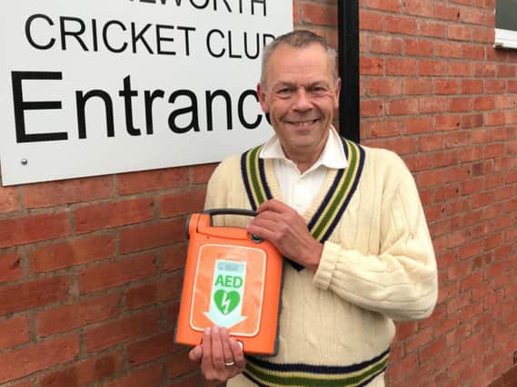 Andy Smith, Kenilworth Cricket Club's secretary, with the new defibrillator