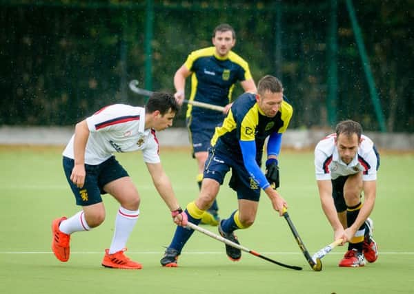 Hockey action from Hart Field - Rugby & East Warwickshire Men's 1st v Birmingham University 2nds