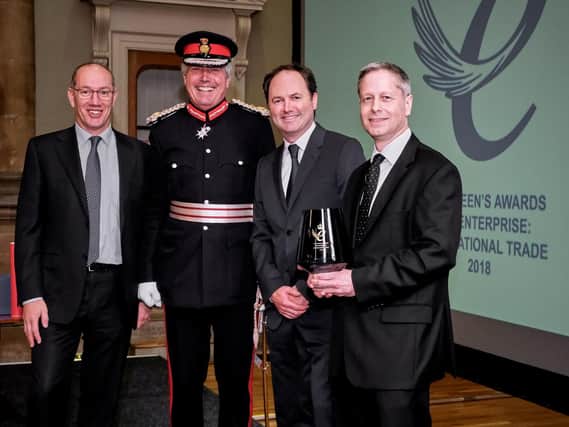 Pictured are, from left: Rob Bassil (DCA technical director), Lord-Lieutenant of Warwickshire, Timothy Cox, Nick Mival (DCA creative director) and DCA managing director Robert Woolston.