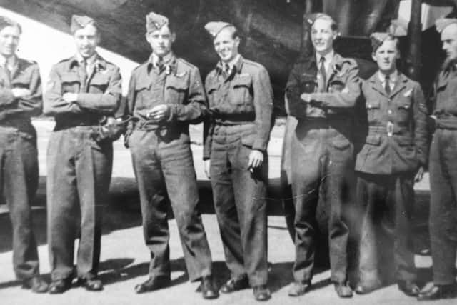 Herbert Leedham (third from right) with some of his fellow crew members during the Second World War.