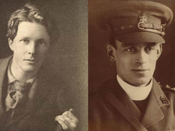 Left: Rupert Brooke. Right: The Reverend Geoffrey Studdert Kennedy aka Woodbine Willie.
