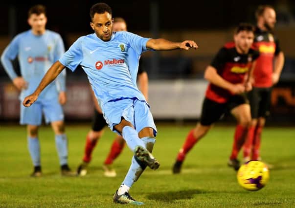 Fazel Koriya - back for his third spell at Butlin Road - scored a penalty against Sleaford at the weekend    PICTURE BY MARTIN PULLEY
