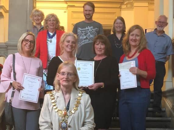 Category winners for the Leamington in Bloom competition with Mayor Cllr Heather Calver and the LiB Committee