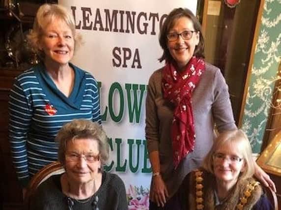 Picture shows (seated) Jean Myatt Chair of the Leamington Flower Club with the Mayor Heather Calver (standing right to left) Anne Bayston and Julia Mitchell of the Leamington Flower Club.