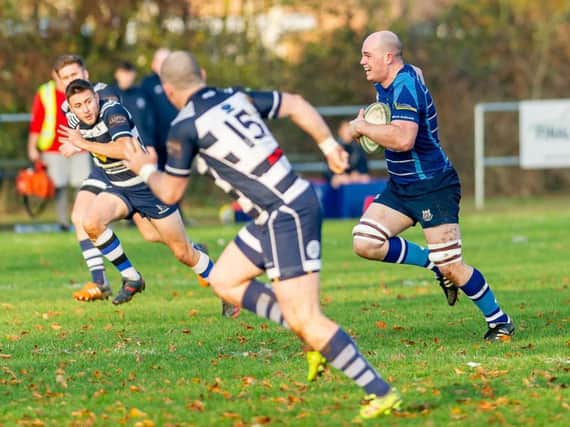 Dan Hull on his way to a try for Saints against Southam