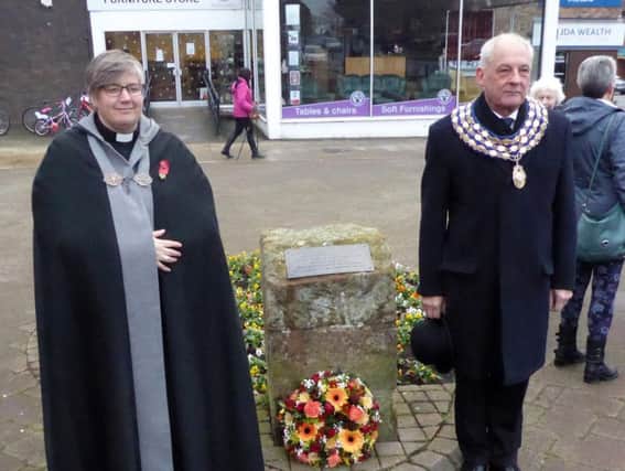 Revd Stella Bailey (left) with town mayor Cllr Mike Hitchins (right)