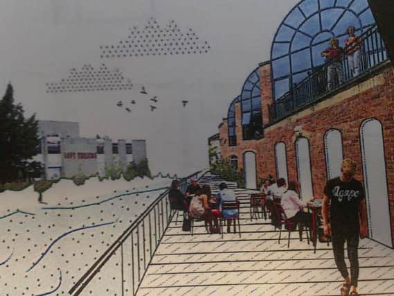 Artist's impression of the riverside area by the Pump Room and Loft Theatre in Leamington.