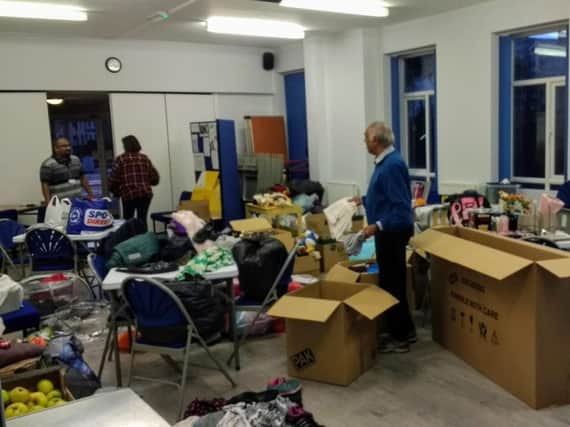 Donations being sorted at the Benn Partnership Centre.