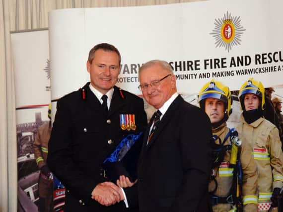 Jeff Stevens (right) with Chief Fire Officer Andy Hickmott (left)