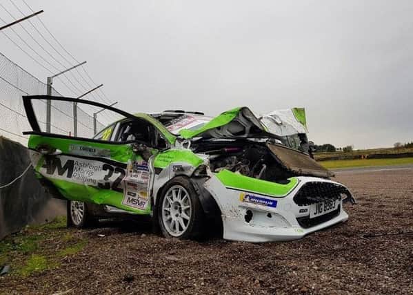 The Ford Fiesta after the crash at Knockhill   PICTURES BY SMJ PHOTOGRAPHY
