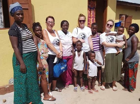 Sharon Hastings (third from left) during her last visit to Sierra Leone in 2017