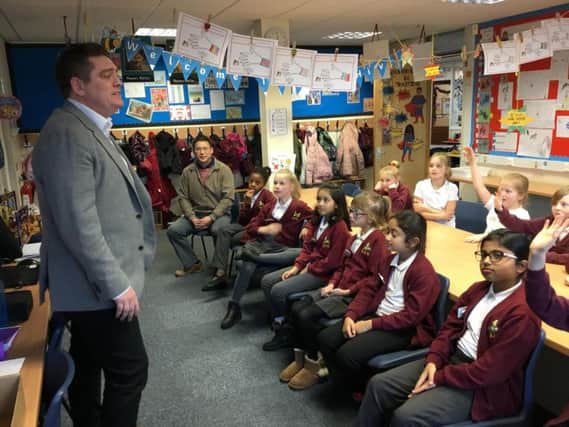 Steve Connor, business development manager at Inspire Technology speaks to pupils.