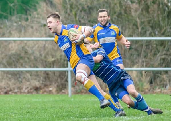 Ed Hannam scored a hat-trick and Gareth Renowden touched down twice as Kenilworth won at Rugby St Andrews. Picture: Mike Baker