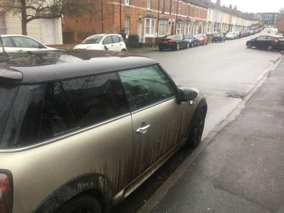 The wing mirror on a Mini was damaged in the incident.