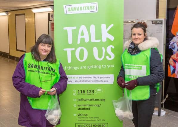 Samaritans volunteers at Leamington Station as part of the Brew Monday campaign.