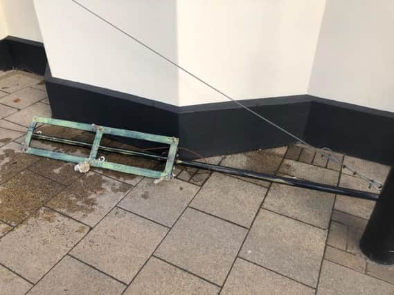 The bracket which fell from Savers and rolled towards Zizzi. Photo: Kenilworth Fire Station