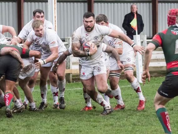 Alex Tansley at prop in Saturday's game, with Sam James