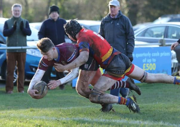 Leamington are unable to prevent a first-half Silhillians try. Picture: Tim Nunan