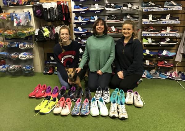 Eve Whitwell, Andrea Beever, Jess Bramley and Max the dog at Warwick Sports.