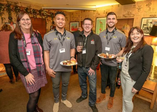 From left, Alison Shaw (BID Leamington), Marcus Watson (Wasps), Michael Price (Prices Spices), Craig Hampson (Wasps), Stephanie Kerr (BID Leamington)