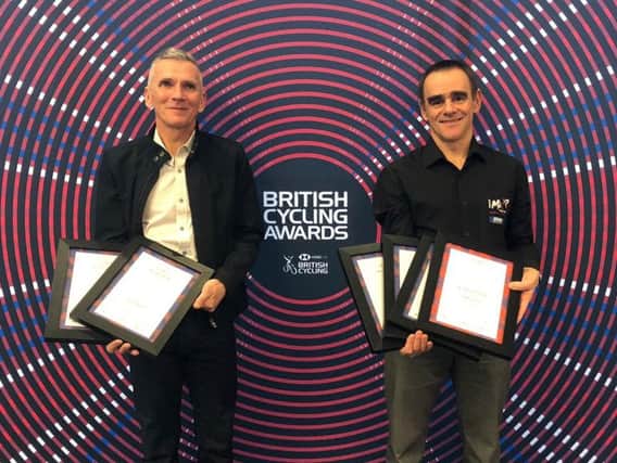 Kirby Bennett and Mike Twelves at the British Cycling Awards