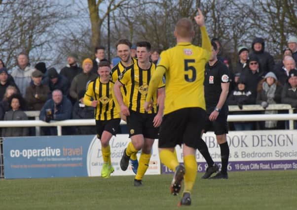 Jack Edwards celebrates his equaliser against Hereford on Saturday. Picture: Louise Smith
