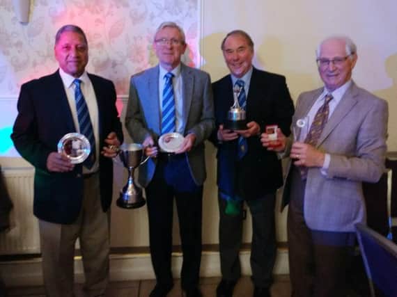 Recipients of awards for the seniors  at Whitefields Golf Club presentation evening last Saturday were (from left) Karl Kooner, Ken Reay, Stephen Edwards and Laurie Jones.