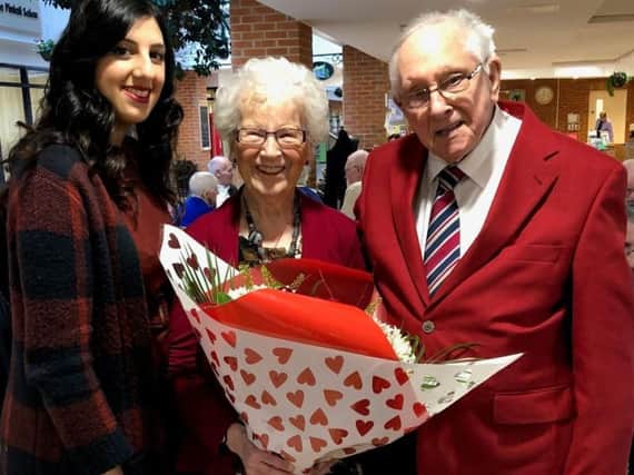 Newsline PRs Huma Whitehouse with Albert, 95, and Mary Mack, 92, at Lark Hill