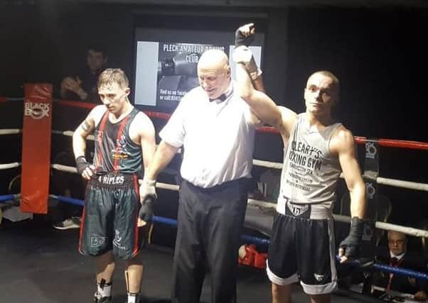 Jake Finch gets his arm raised at Pleck ABC on Friday evening.