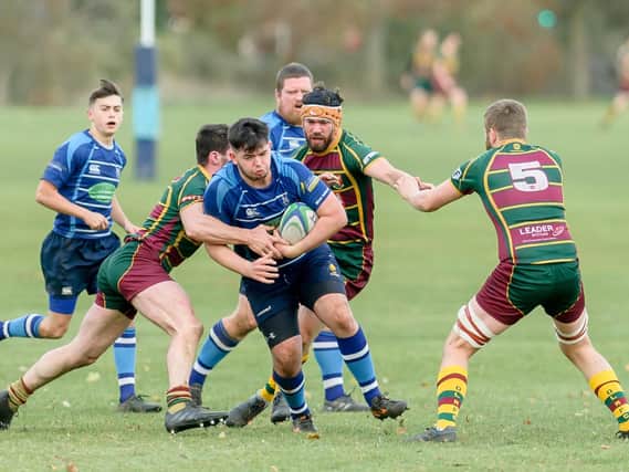 Saints and Old Laurentians playing in November's first league derby at John Tomalin Way