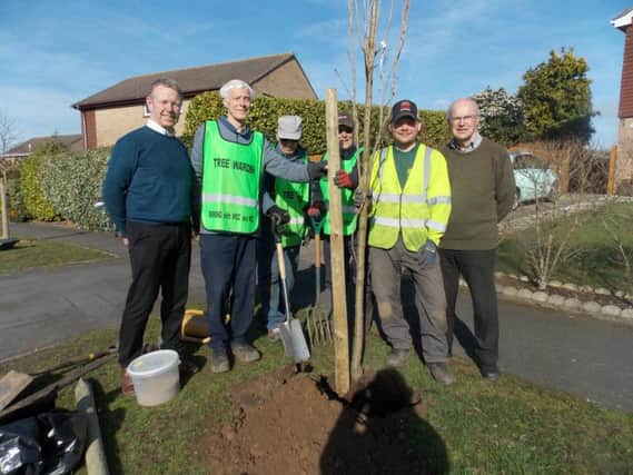 From left to right: Mark McGovern (resident), Peter Burnell, Philip Harris, Stuart Powney (Tree Wardens), Jon West (WCC) and John Powell (resident). Photo supplied.