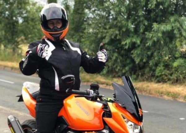 Tara Fulford on her Kawasaki Z750 which she will be riding when she takes part in the Women Riders World Relay.