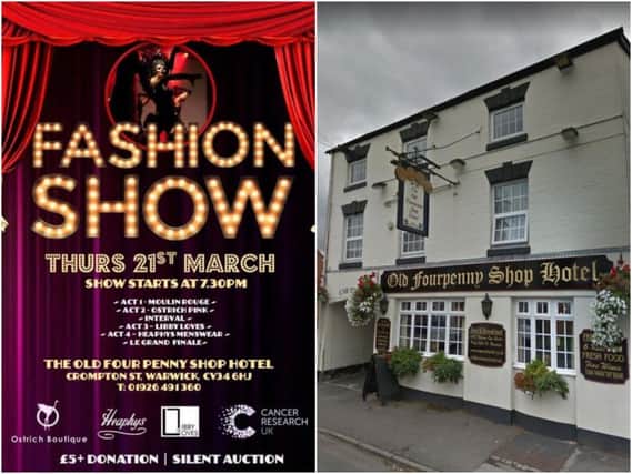The fashion show poster and the Old Fourpenny Shop Hotel (photo from Google Street View.