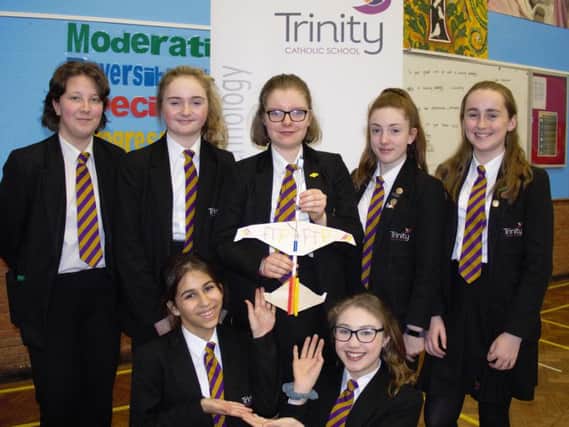 Some of the Trinity Catholic School pupils who took part in the test.