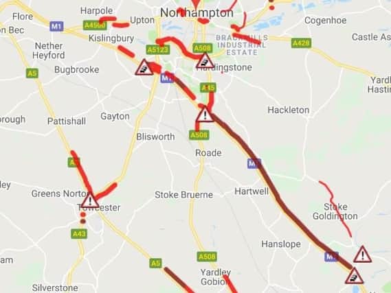 Severe delays on the M1 in Northants this morning (AA)