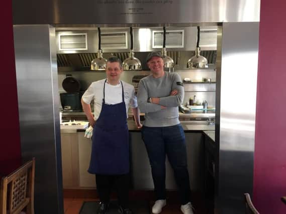 Tom Kerridge with Adam Bennett, chef director at The Cross in Kenilworth.